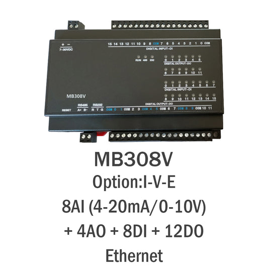 MB308V 8AI+4AO+8DI+12DO RS485 RS232 Ethernet Modbus Rtu Tcp Io Acquisition Module