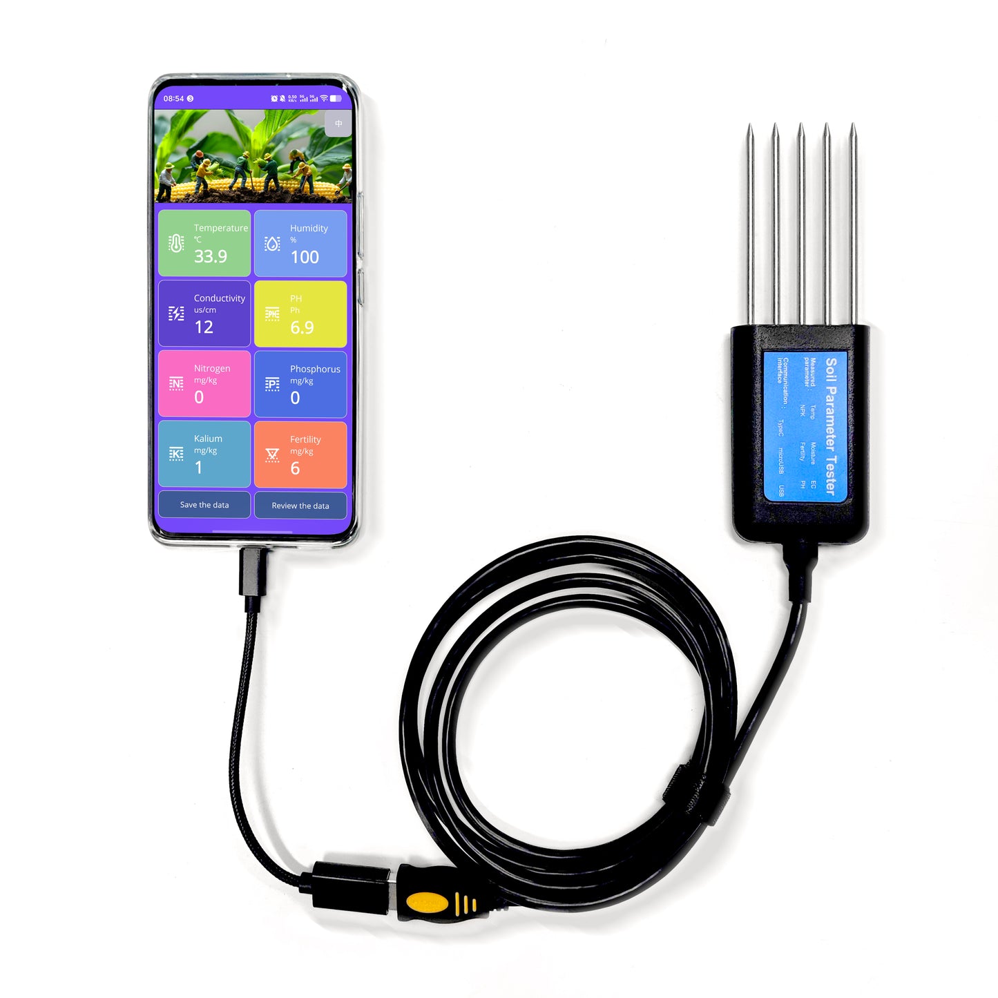 USB Soil Integrated Transmitter Temperature Humidity EC NPK PH SoilSensor For Agriculture Soil Test Sensor Soil Detector