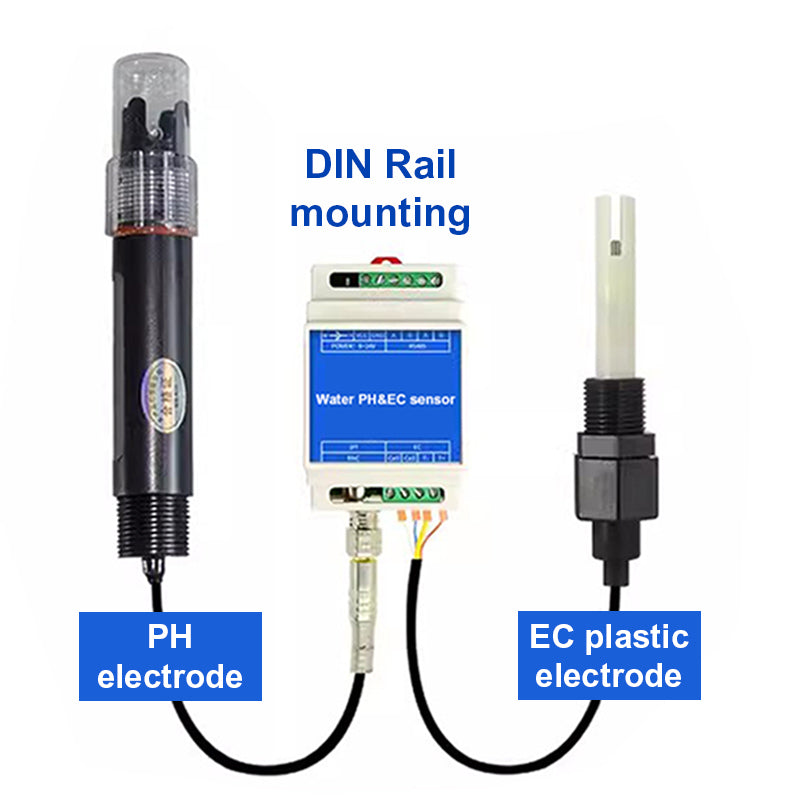 PH EC 2 in 1 Ｗater Quality Detector  RS485 Modbus transmitter Industrial Sewage Monitor for Agricultural Aquaculture