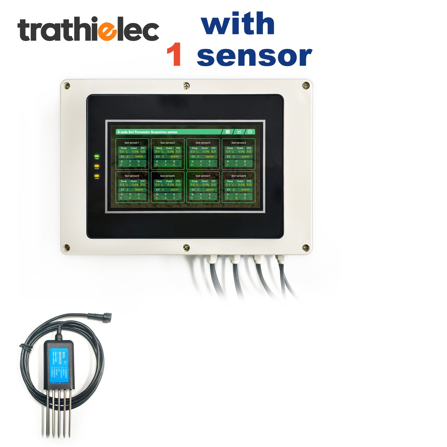 Measure Soil Temperature Moisture EC PH NPK 8-Node Soil Parameter Acquisition System with 7" LCD Touchscreen