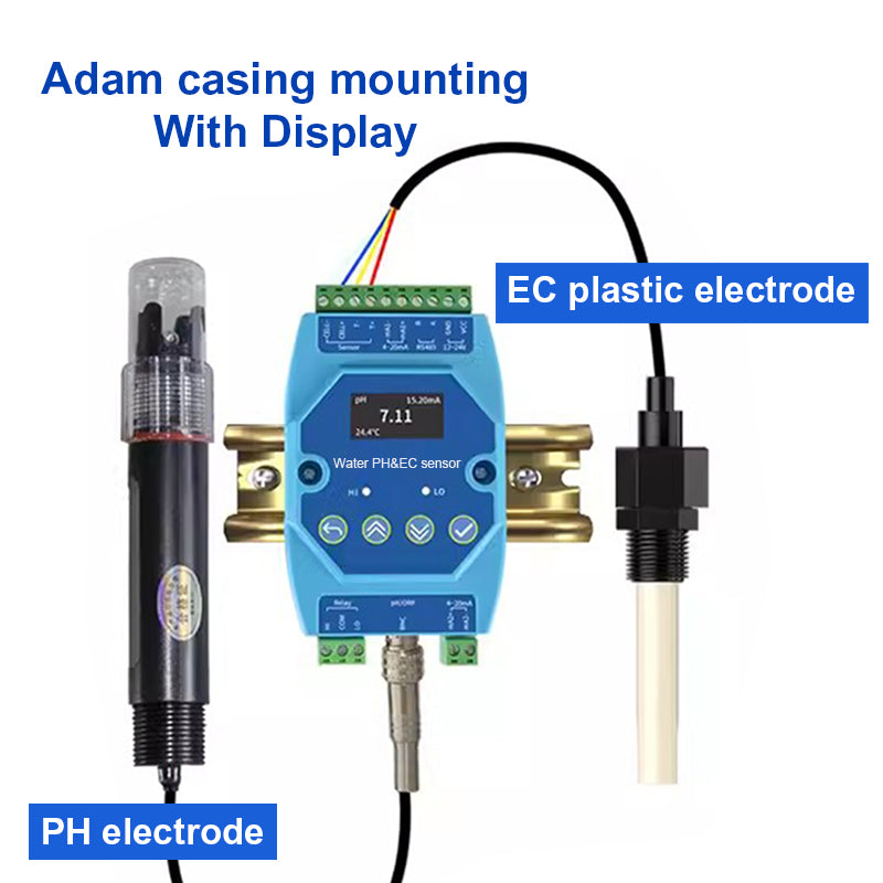 PH EC 2 in 1 Ｗater Quality Detector  RS485 Modbus transmitter Industrial Sewage Monitor for Agricultural Aquaculture