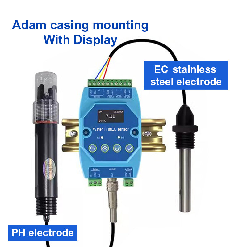 PH EC 2 in 1 Ｗater Quality Detector  RS485 Modbus transmitter Industrial Sewage Monitor for Agricultural Aquaculture