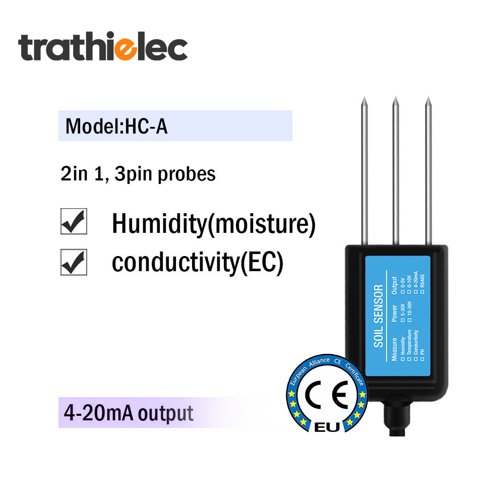 RS485 4-20mA Soil Temperature Humidity Moisture Conductivity EC PH Sensor