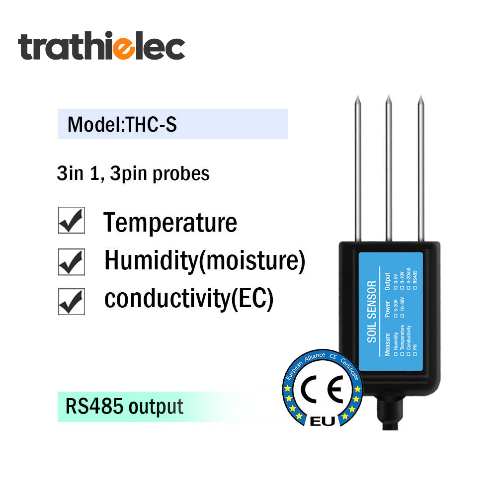 RS485 4-20mA Soil Temperature Humidity Moisture Conductivity EC PH Sensor