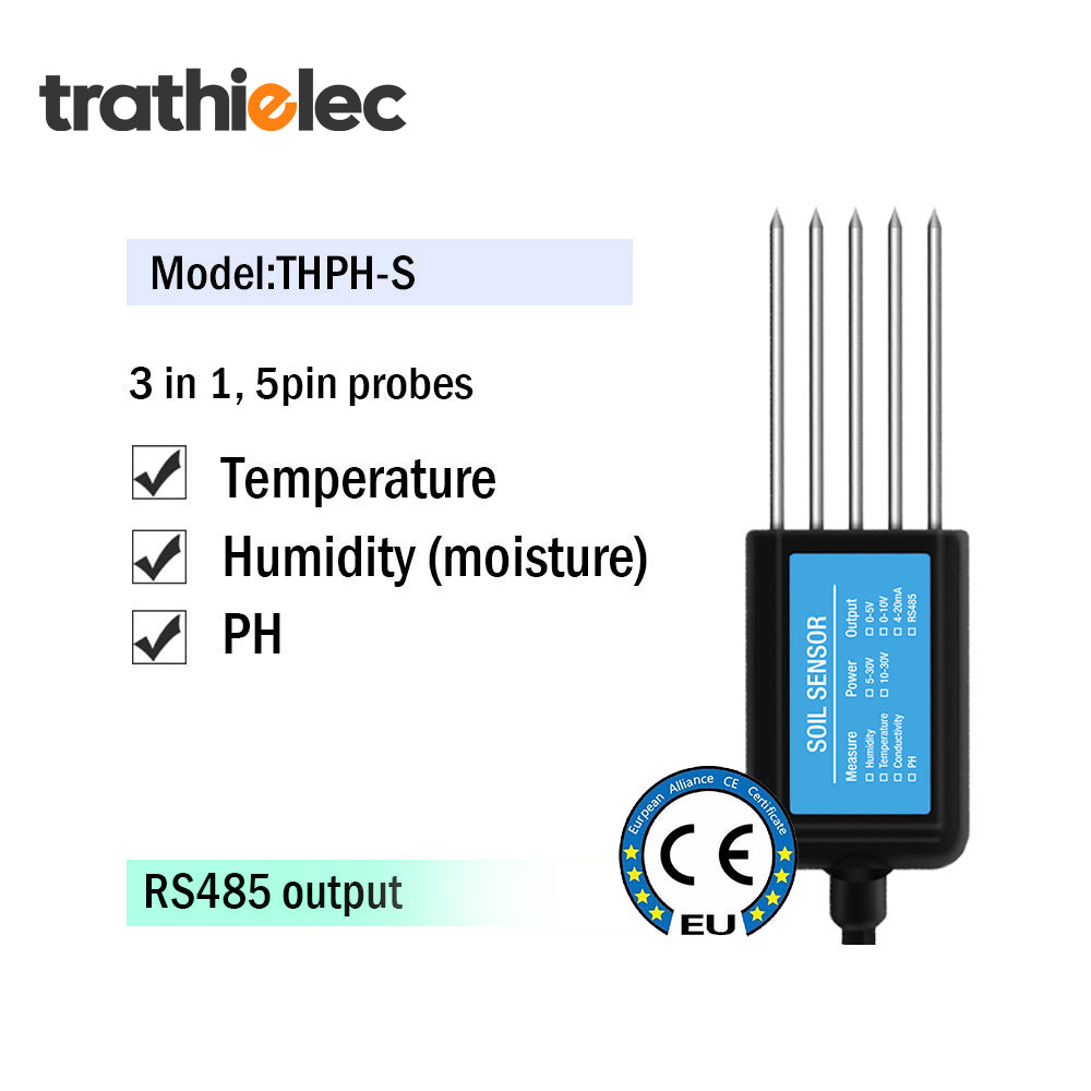 RS485 4-20mA Soil Temperature Humidity Moisture Conductivity EC PH Sensor