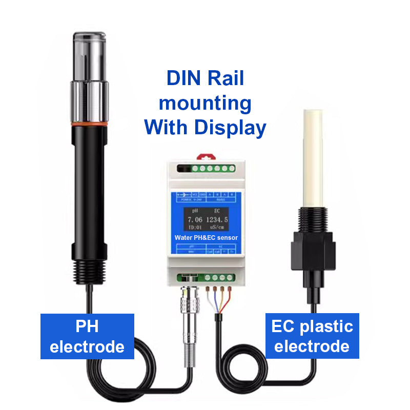 PH EC 2 in 1 Ｗater Quality Detector  RS485 Modbus transmitter Industrial Sewage Monitor for Agricultural Aquaculture