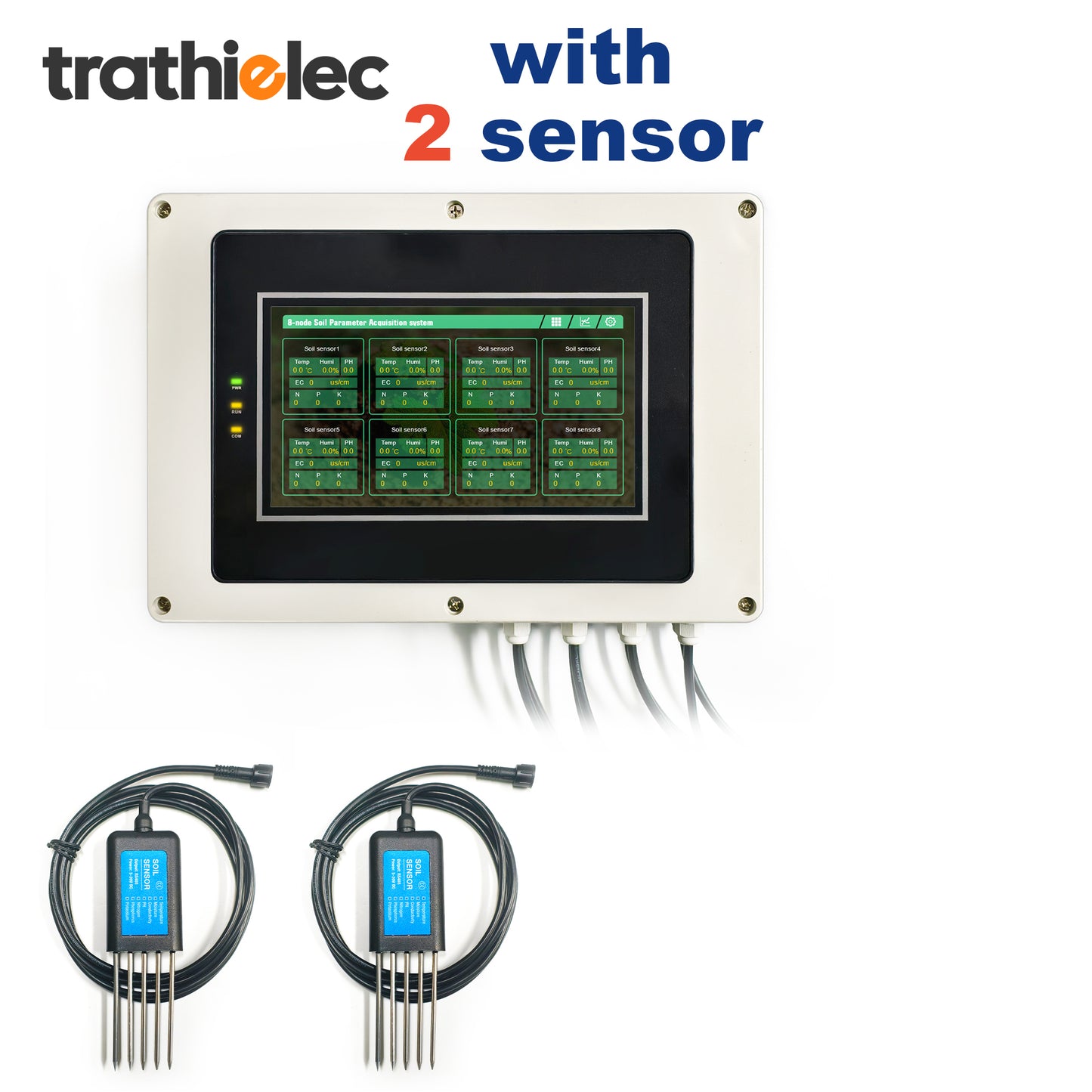 Measure Soil Temperature Moisture EC PH NPK 8-Node Soil Parameter Acquisition System with 7" LCD Touchscreen