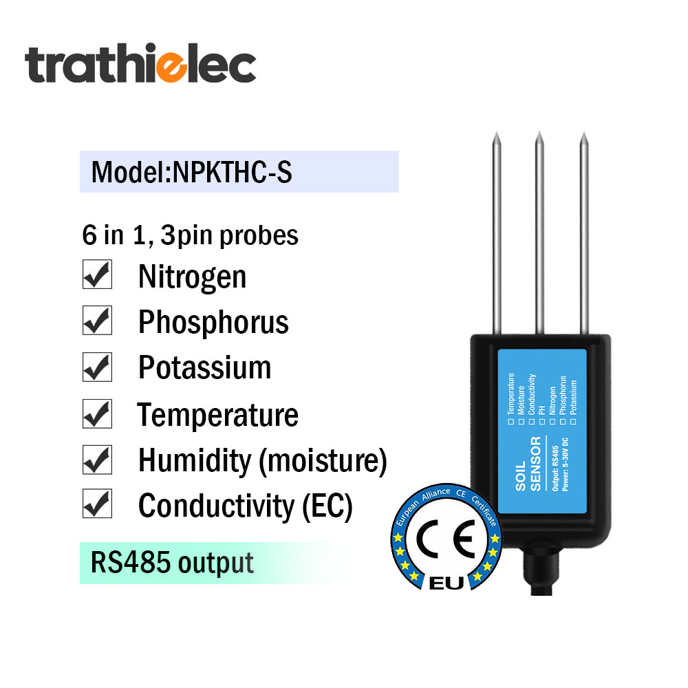 RS485 4-20mA Soil Temperature Humidity Moisture Conductivity EC PH Sensor