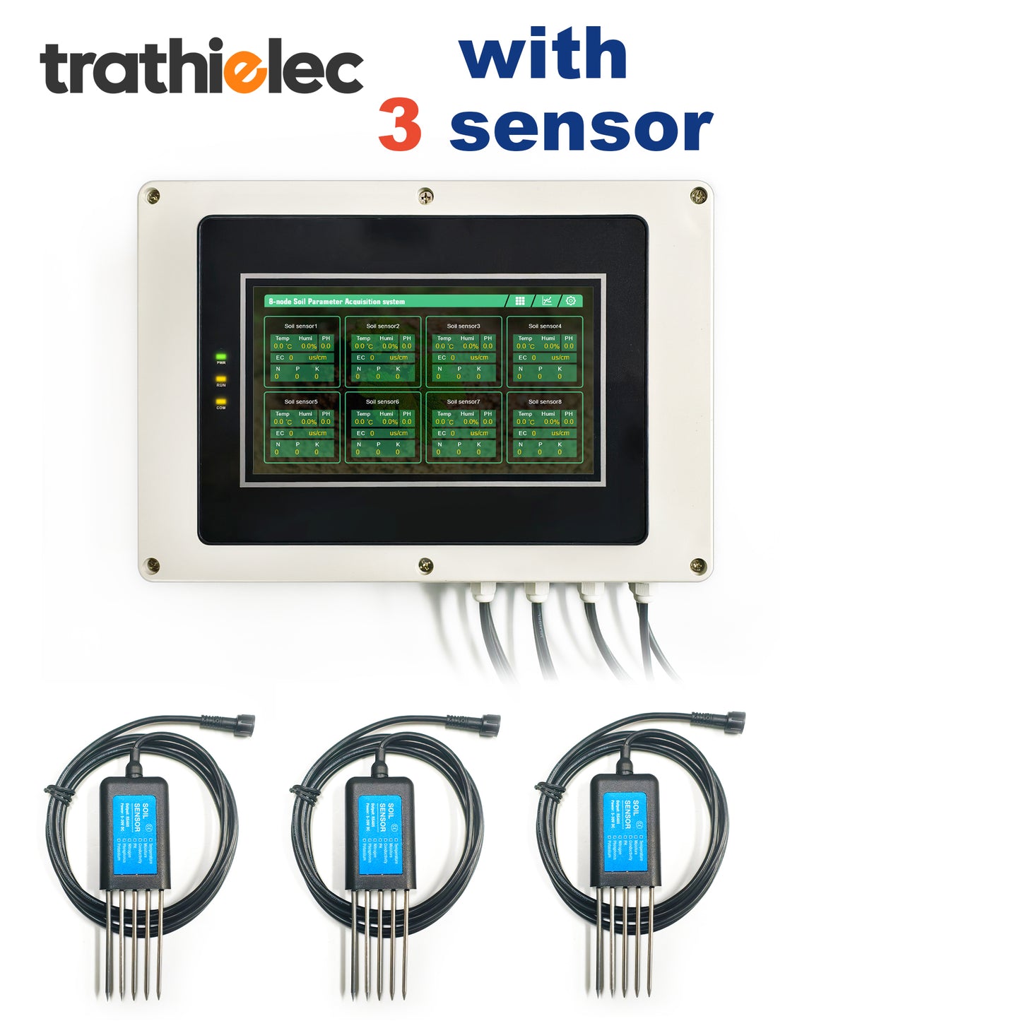 Measure Soil Temperature Moisture EC PH NPK 8-Node Soil Parameter Acquisition System with 7" LCD Touchscreen