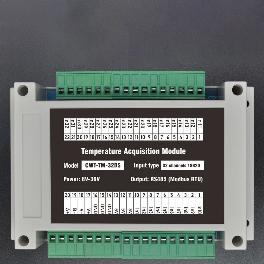 Modbus 32 32 channels 18B20 Rs485 Modbus Output Temperature Acquisition Module ...