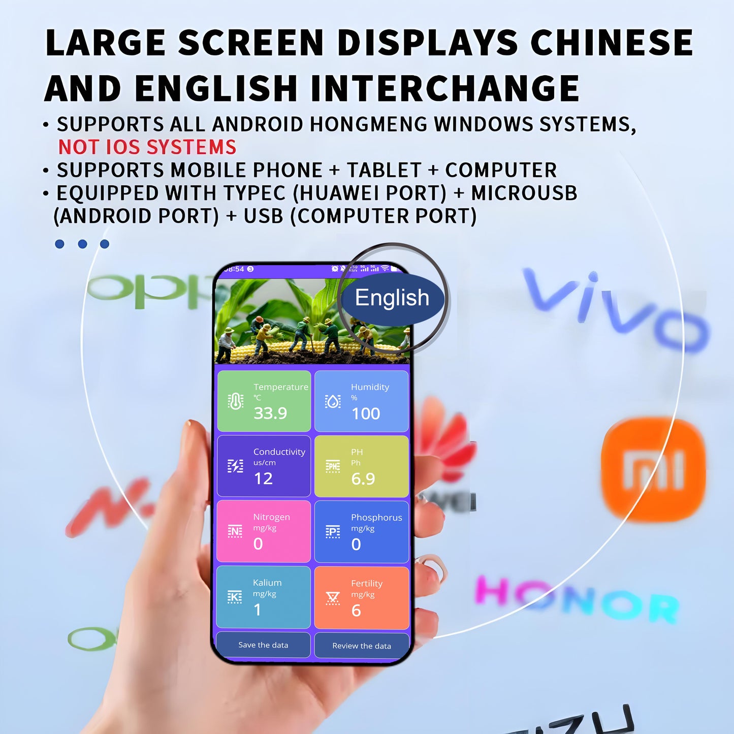 USB Soil Integrated Transmitter Temperature Humidity EC NPK PH SoilSensor For Agriculture Soil Test Sensor Soil Detector