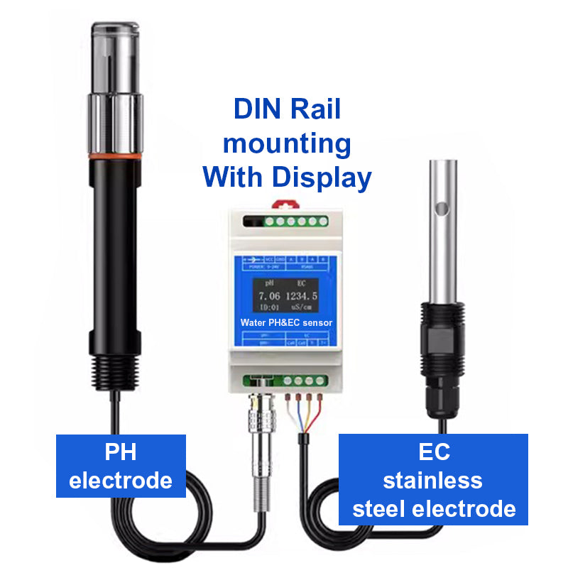 PH EC 2 in 1 Ｗater Quality Detector  RS485 Modbus transmitter Industrial Sewage Monitor for Agricultural Aquaculture
