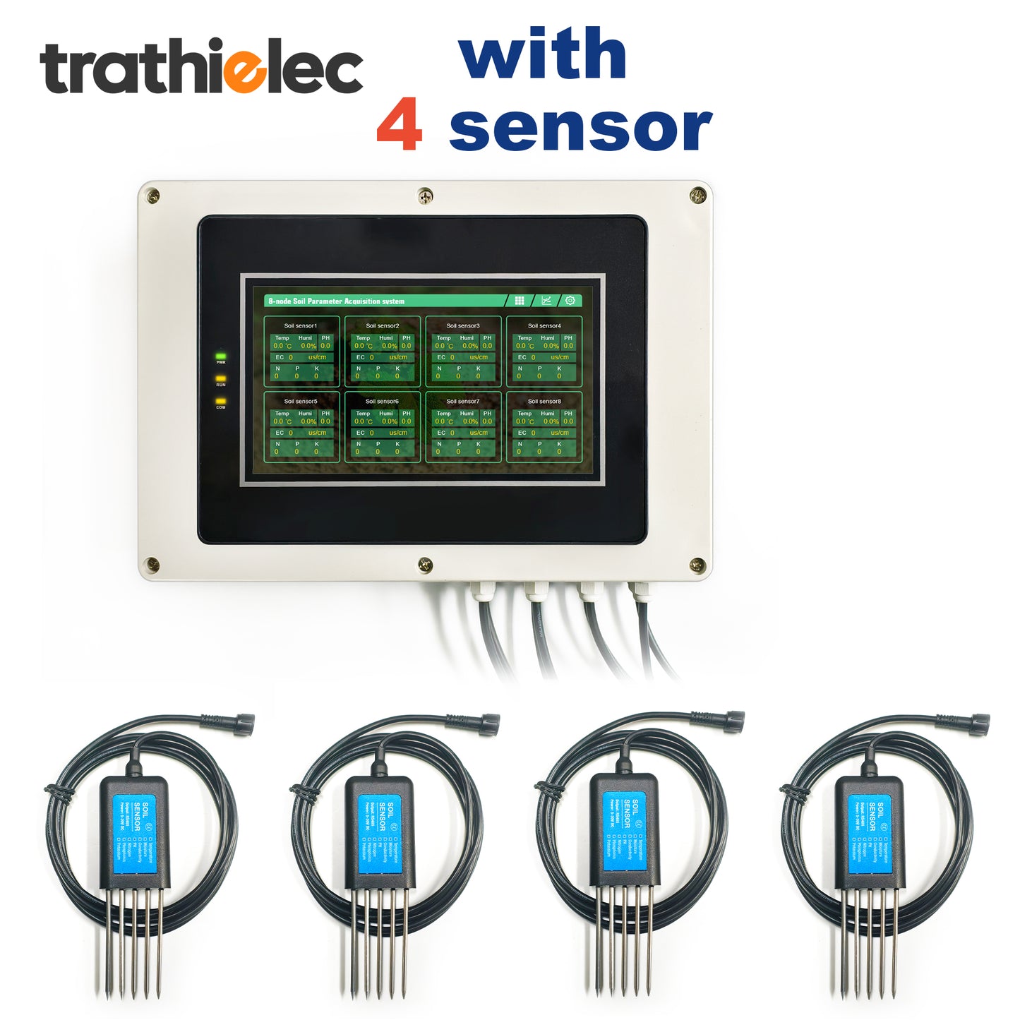 Measure Soil Temperature Moisture EC PH NPK 8-Node Soil Parameter Acquisition System with 7" LCD Touchscreen