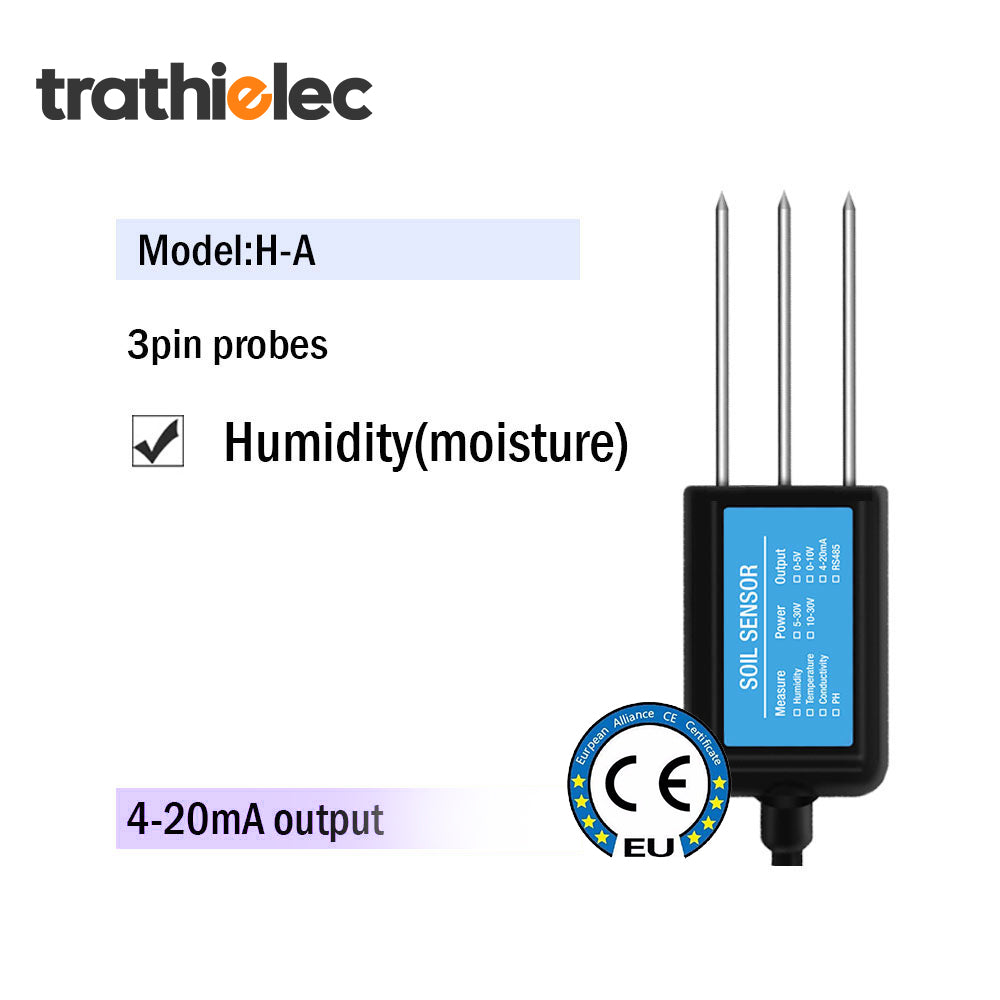 RS485 4-20mA Soil Temperature Humidity Moisture Conductivity EC PH Sensor