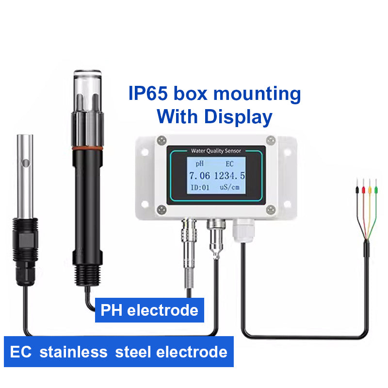 PH EC 2 in 1 Ｗater Quality Detector  RS485 Modbus transmitter Industrial Sewage Monitor for Agricultural Aquaculture