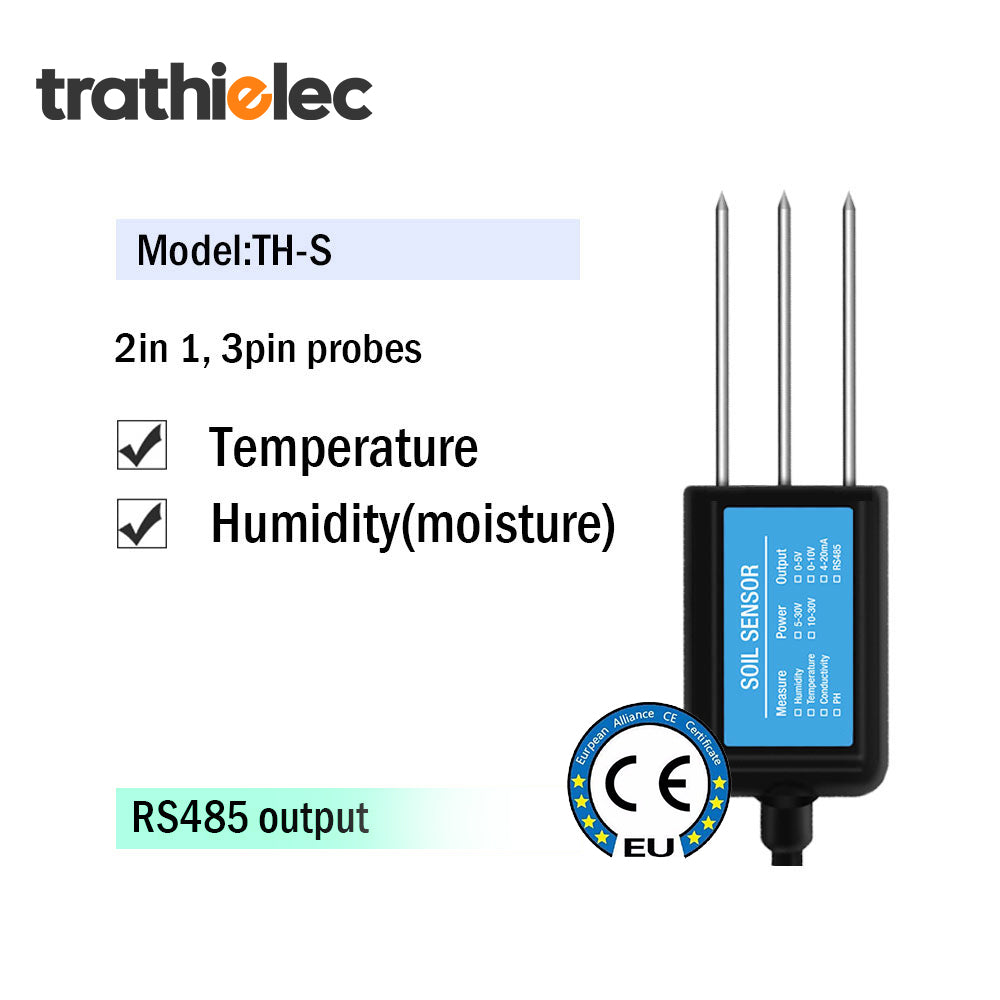 RS485 4-20mA Soil Temperature Humidity Moisture Conductivity EC PH Sensor