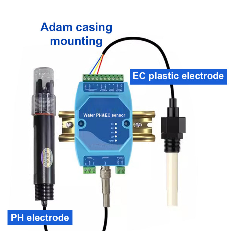 PH EC 2 in 1 Ｗater Quality Detector  RS485 Modbus transmitter Industrial Sewage Monitor for Agricultural Aquaculture