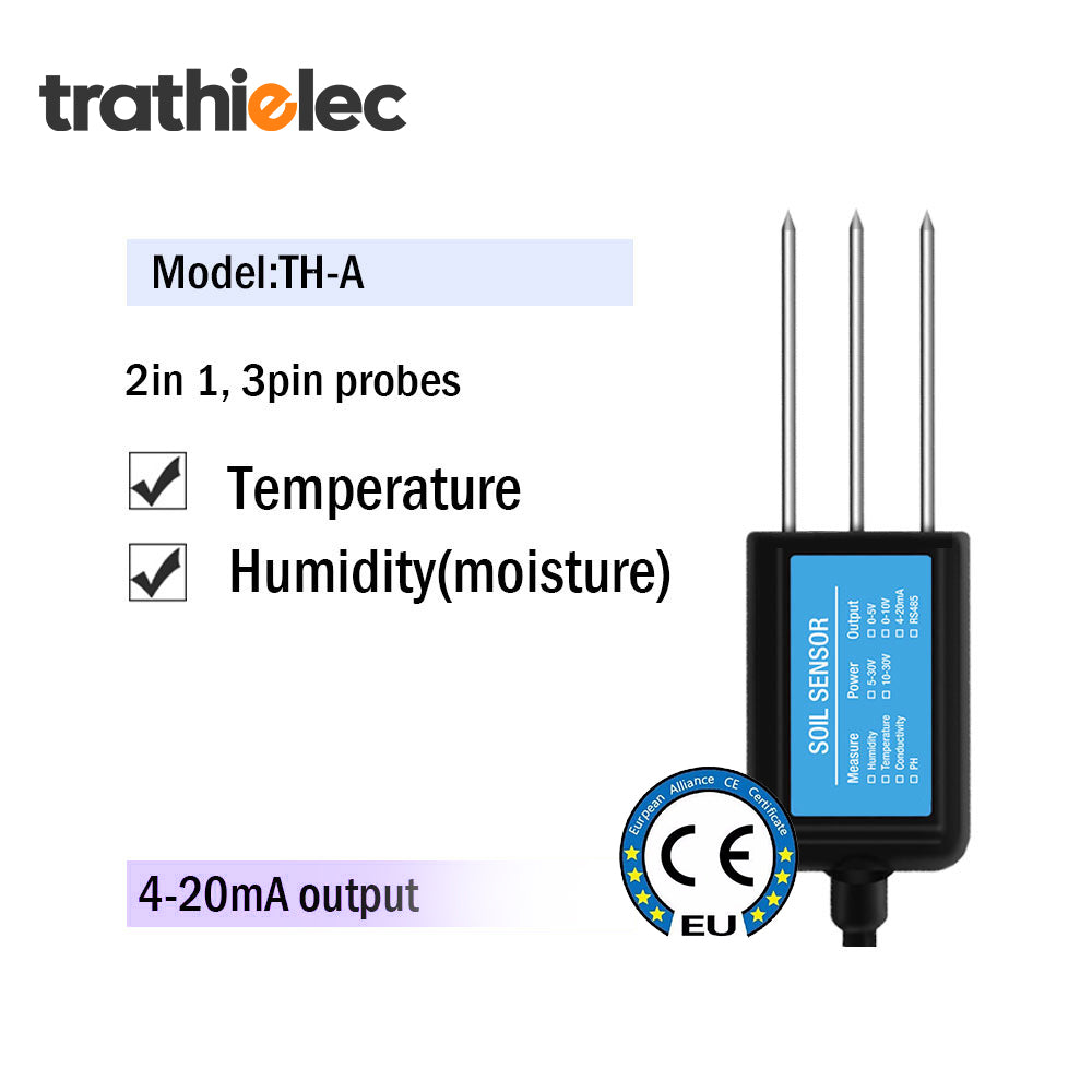 RS485 4-20mA Soil Temperature Humidity Moisture Conductivity EC PH Sensor