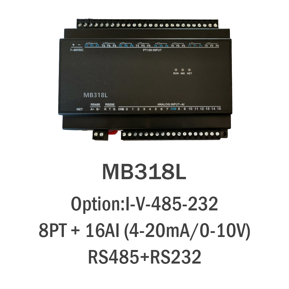 MB318L 8PT+16AI RS485 RS232 Ethernet Modbus Rtu Tcp Io Acquisition Module