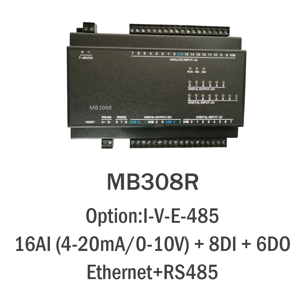MB308R 16AI+8DI+6DO RS485 RS232 Ethernet Modbus Rtu Tcp Io Acquisition Module